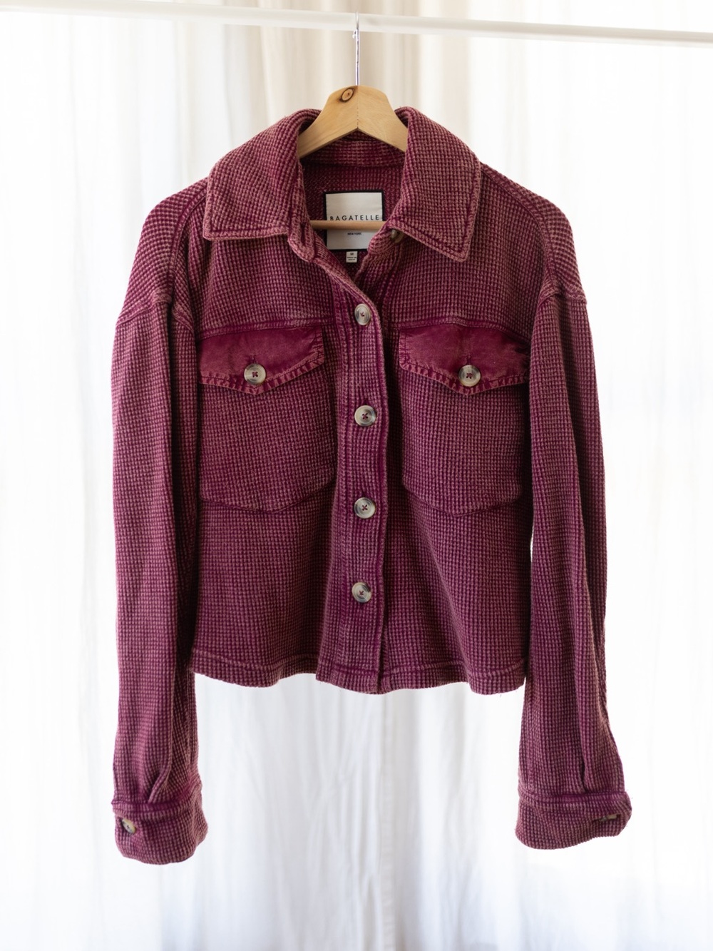 bagatelle Plum Textured Button-Front Corduroy Jacket cotton